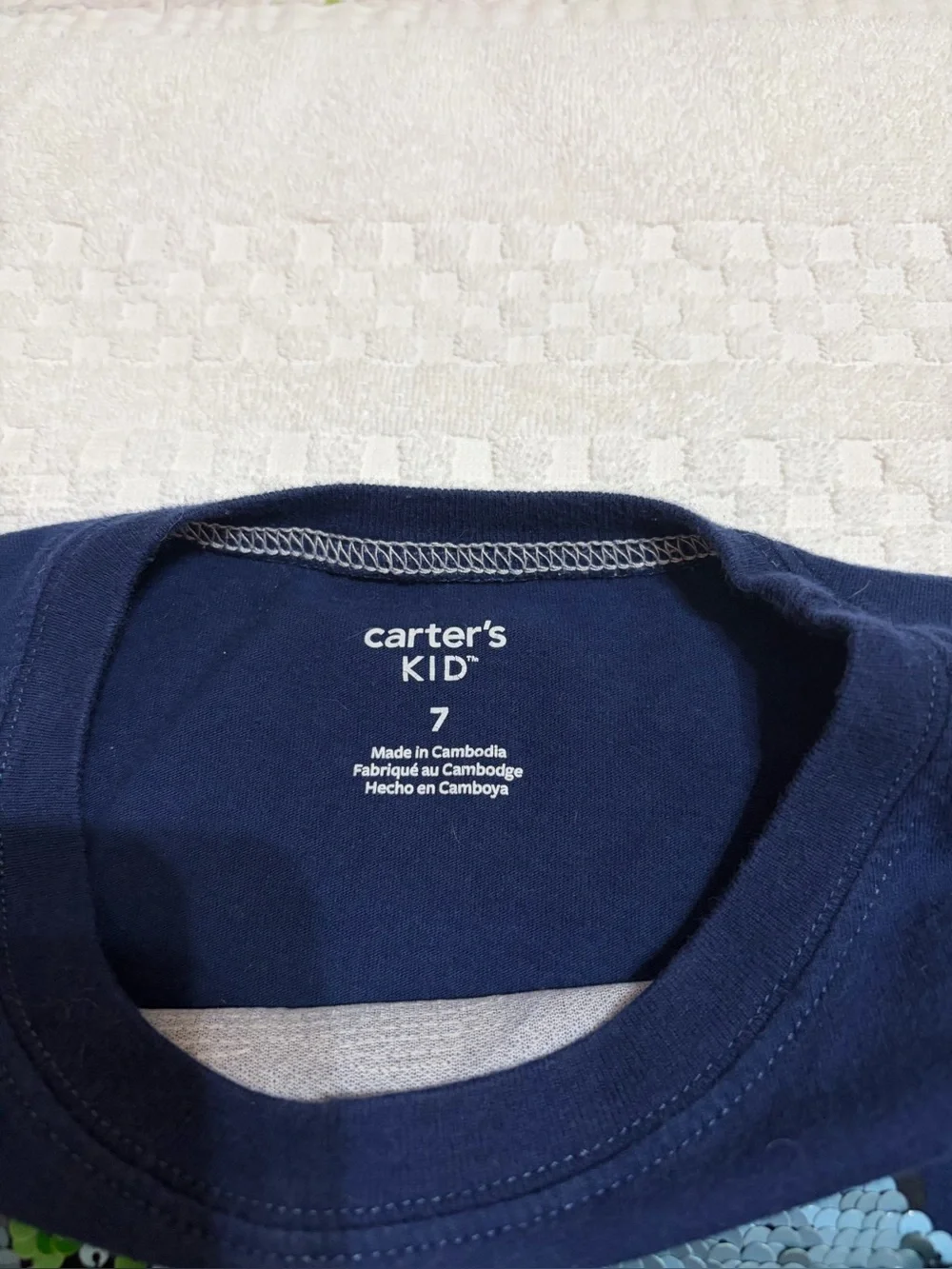 Carter's Navy Long-Sleeve Dino Sequin Layered Look Tee(4)